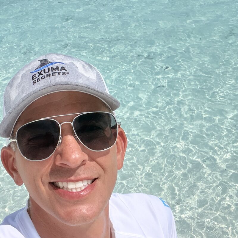 Doug Marsh, co-founder of Exuma Secrets, in the Exuma waters