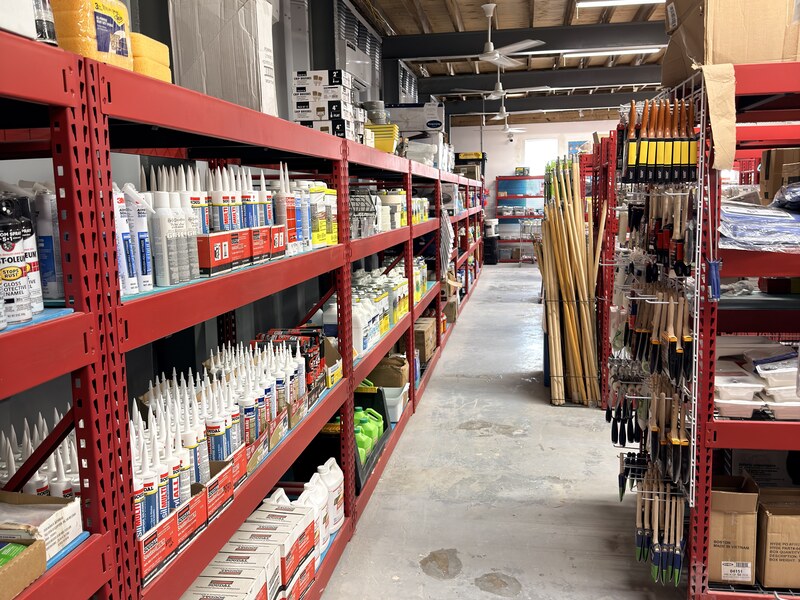 Shelves of supplies inside a local Exuma store